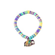 Mardi Gras Clay Bracelets Carnival Bangles Charm Mask Pendant Stretch Bracelet f