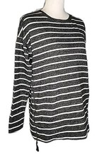 • Lou & Grey Women’s Petite Size Medium Gray & White Striped Top Side Zippers