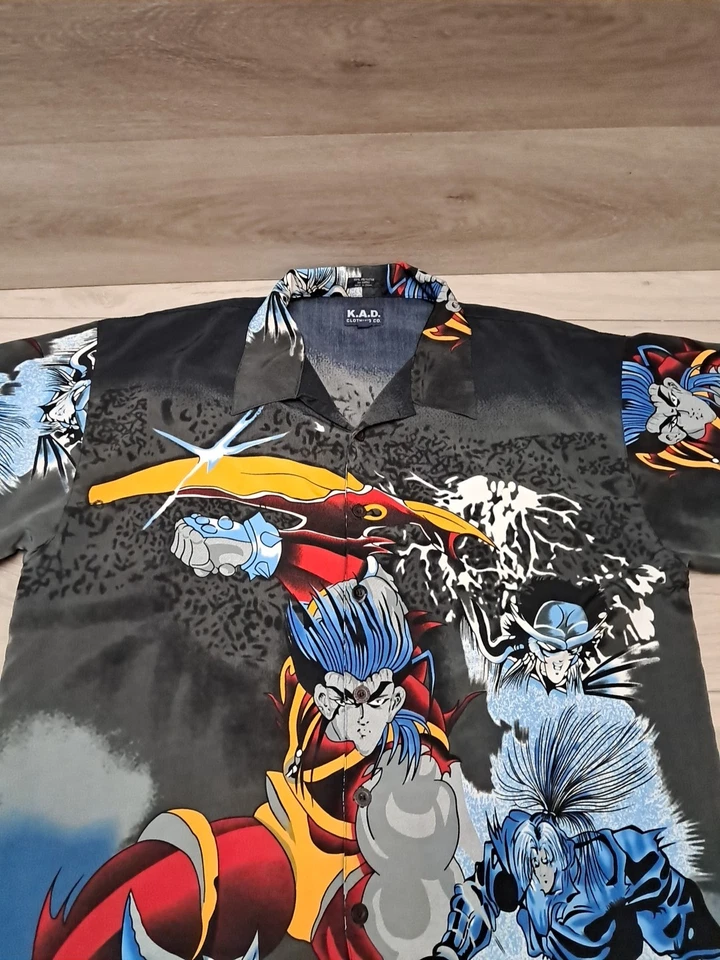 K.A.D. Anime Samurai Azul MT2 Abotonable Manga Corta Negro Japonés Rojo XL Foto 2 de 4