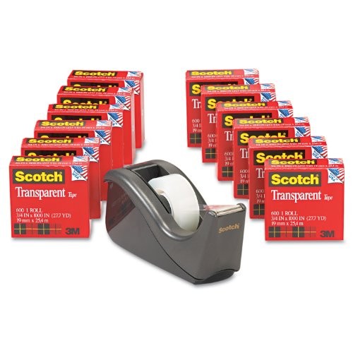 Scotch Premium Transparent Tape With Dispenser - 0.75" Width X 83.33 Ft Length -