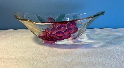 Soga Japan Glasschale/Obstschale mit Trauben- und Blumenmuster 