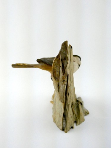 Ernie Muehlmatt Hand Carved Wooden Black Capped Chickadee on Wood AS IS 5.25 In - Picture 3 of 13
