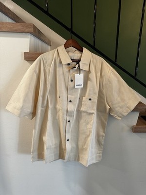 Authentic Jacquemus La Chemise de Nîmes Aloe Short Sleeve Shirt EU 50 Off White