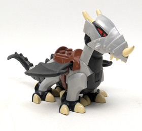 2004 LEGO DUPLO Silver Grey Armored Dragon With Black Underside (7846)