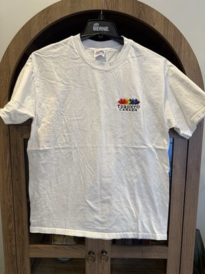 Vtg Toronto Canada White T-Shirt 90s Rainbow Maple Leaf NWOT Hanes Beefy Tag