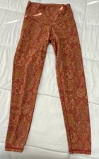 Aerie Chill. Play. Move. Paisley Ankle Leggings High Rise Stretch Orange M