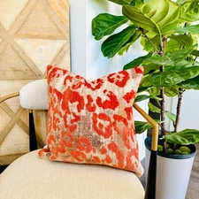 NEWPORT HOME Rust Red Burnt Orange Tan Textured Pillow Case Sham 18" Square