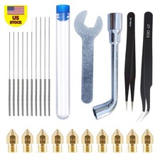 3D Printer Extruder Nozzle Cleaning Tool Kit w/Nozzles Needles Tweezers Wrenches