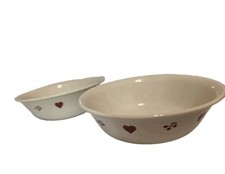 2 Corelle Hometown Red Hearts & Cherries 6 1/4" Cereal Soup Bowls 