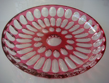 Große Glasschale - Kristallglas - Obstschale Rot,  ca. Ø 31 cm