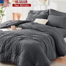 Seersucker Comforter Set Premium Microfiber Anti-Wrinkle Deep Pocket Bedding New