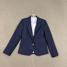 J.CREW Blazer Jacket Womens Size 2 Navy Blue Two Button Business Wool Blend Mom