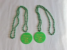 2 Green Plastic Yuengling Beer Lager Beaded Necklaces St Patrick's Parade Day