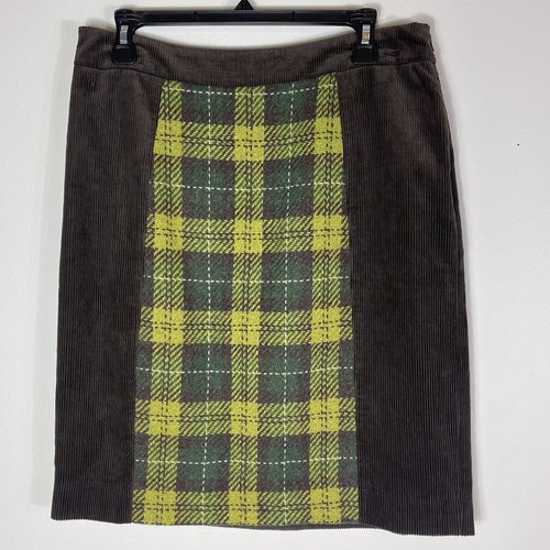 Anthropologie Maeve Corduroy Pencil Skirt Size 10 Wool Plaid Preppy School Girl - Picture 1 of 12