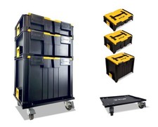 V-TUF STACKPACK 3 Toolbox Set with Castor Trolley &ndash; Storage System Starter Kit