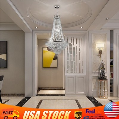 French Empire Crystal Chandelier Large Foyer Ceiling Lighting LED Lamp 9 Light