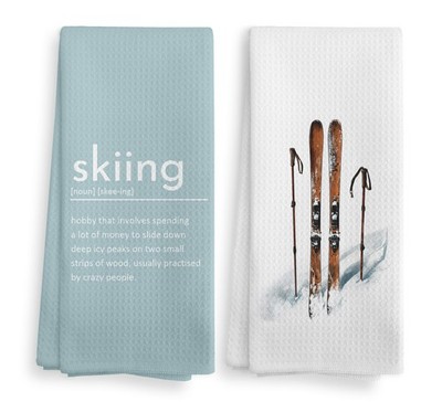 Noql Winter Skiing Definition Kitchen Towels And Dishcloths Set Of 2 Ski Skiing