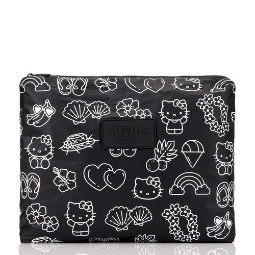 Aloha Collection Hello Kitty Negro Plata Max Bolsa Organizador de Viaje Hawaiano - Imagen 1 de 4