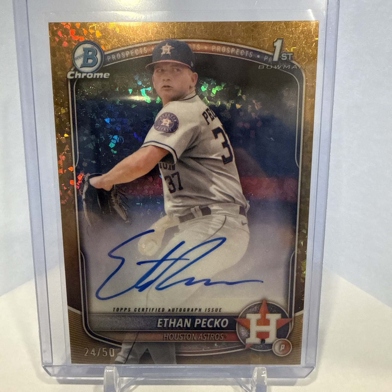 2025 Bowman Chrome Ethan Pecko Gold Glitter Auto /50 1st