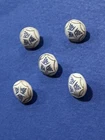 Antique/Vintage Czech Milk Glass White Set of 5 Buttons Blue Etched Design 10mm