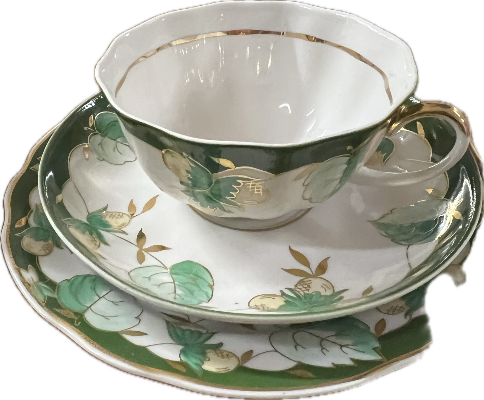 Dulevo Porzellan 3-teilige Teegedecke Teetasse mit Untertasse Golddekor