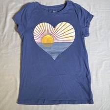 Gap Kids Girls Medium T-shirt Navy Rainbow Sunrise Heart