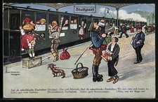 Künstler-AK Hans Boettcher: Stuttgart, Eingefahrene schwäbische Eisenbahn 1925