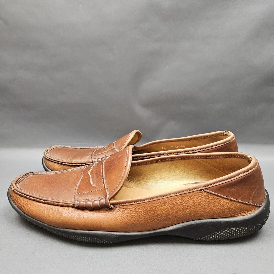 Allen Edmonds Shoes Mens 12 D Brown Hyde Penny Loafers Leather Beefroll Driving - Image 3 of 4