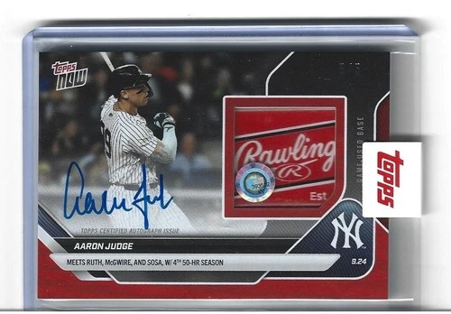 Aaron Judge 4th 50 HR Season 2025 Topps NOW Card 764C Auto Rawlings Red Foil 5/5