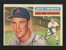 #319 JACK CRIMIAN, Athletics - 1956 Topps: EX, o/c, no creases 251418e