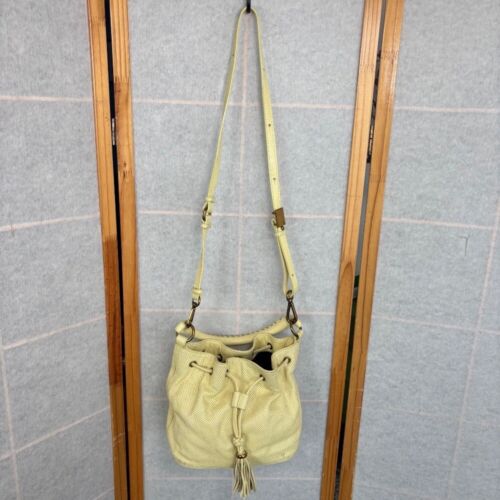 Elliot Luca Yellow Leather Bucket Bag Y2K Crossbody - Picture 9 of 12
