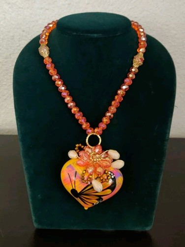 collar de corazón cerámica, artesanal mexicano, hecho a mano. lote de 6 piezas. - Imagen 3 de 7
