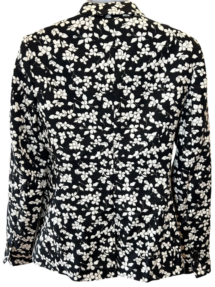 Blazer BANANA REPUBLIC Cherry Bliss Blossom TALLA 6 Negro Floral Mezcla de Algodón Foto 4 de 4