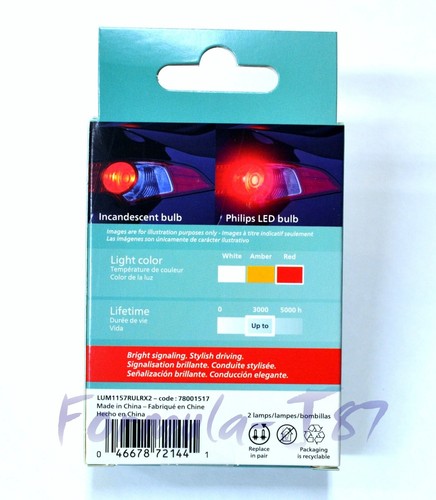 Philips Ultinon LED Light 1157 Red Two Bulbs Rear Turn Signal Replace Upgrade EO - Picture 3 of 12
