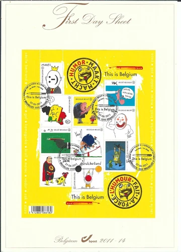 [FDS347] Belgium FDS 2011-14 Humor, Comics First Day Sheet SUPERB