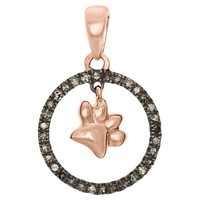 "10K Rose Goldbraunes Diamant Rahmen W / Pfotenabdruck Lang Pendel 0.85 \" 0.20 Ct"