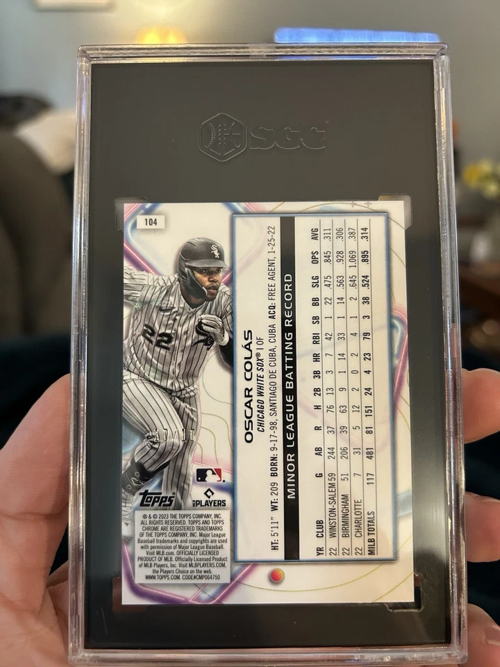 2023 Topps Cosmic Chrome #104 Oscar Colas Black Eclipse Refractor 10/10 - Image 2 of 2