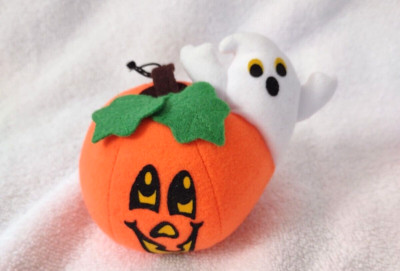 Russ Pumpkin Ghost Plush Halloween Ornament 4'' x 5''