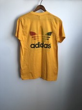 VTG 80s Adidas 6th Annual Boardwalk Race Rainbow Trefoil T-Shirt Yellow Large