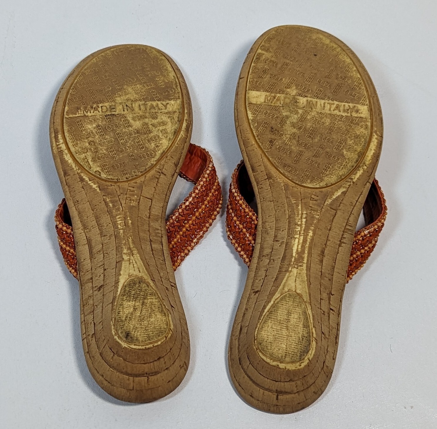 Italian Shoemakers Women's Size 9 Thong Sandals Orange Brown eBay