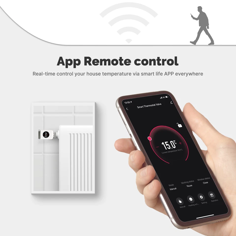 MOES Smart WLAN/Zigbee Thermostatheizkörperventil Energiesparen Alexa Google APP - Bild 2 von 4