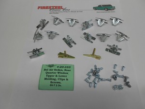 1955-1956-1957-Chevy-20-355-Bel-Air-2D-Sedan-REAR-QUARTER-WINDOW-Mldg-CLIP-SET
