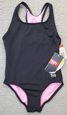 TYR Swimsuit Girls S Black Cheeky Coverage Racerback Durafast Lite Ella Maxfit