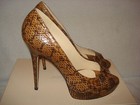 100% AUTHENTIC NEW WOMEN JIMMY CHOO CROWN COGNAC SNAKE LEATHER HEEL US 11 — photo 3