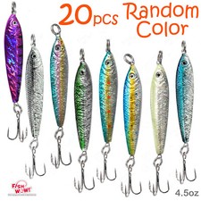 20pcs Fish WOW! 4.5oz Fishing Mega Metal Bait Live luna Jig Lure Random Colors
