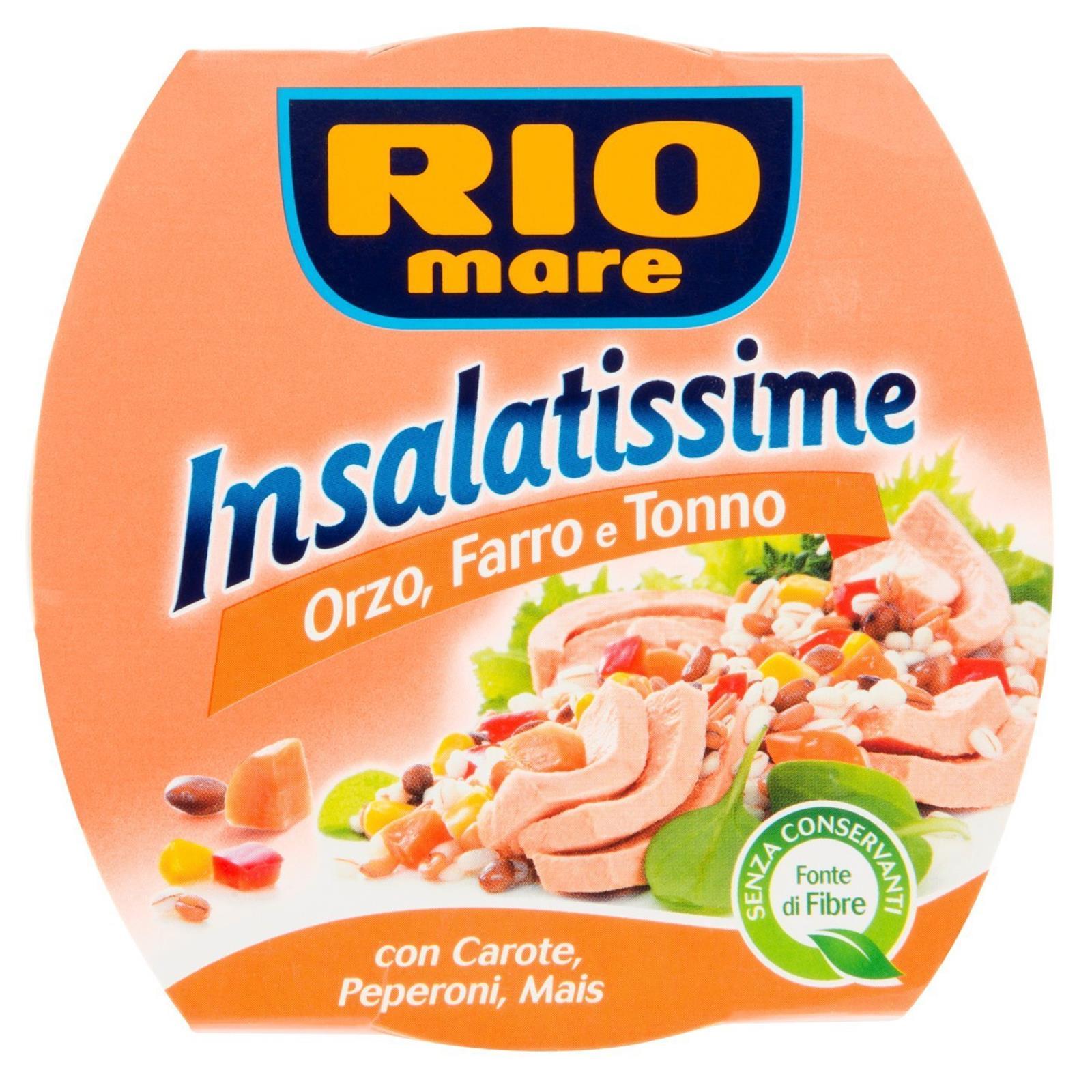 INSALATISSIME RIOMARE ORZO, FARRO E TONNO 160gr CAROTE PEPERONI E MAIS PIATTO