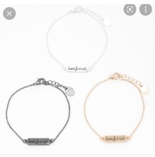 Claire  s 3 pack bff best friend mix metal bracelet rhinestone silver gold