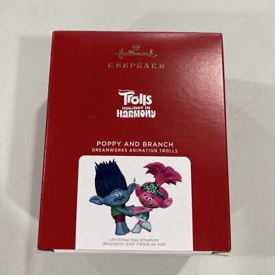 2021 Hallmark Dreamworks Holiday Trolls POPPY & BRANCH Christmas Ornament NEW