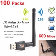 Lot 100 x 600Mbps Wireless USB WiFi Adapter Dongle Dual Band 2.4G/5GHz 802.11AC