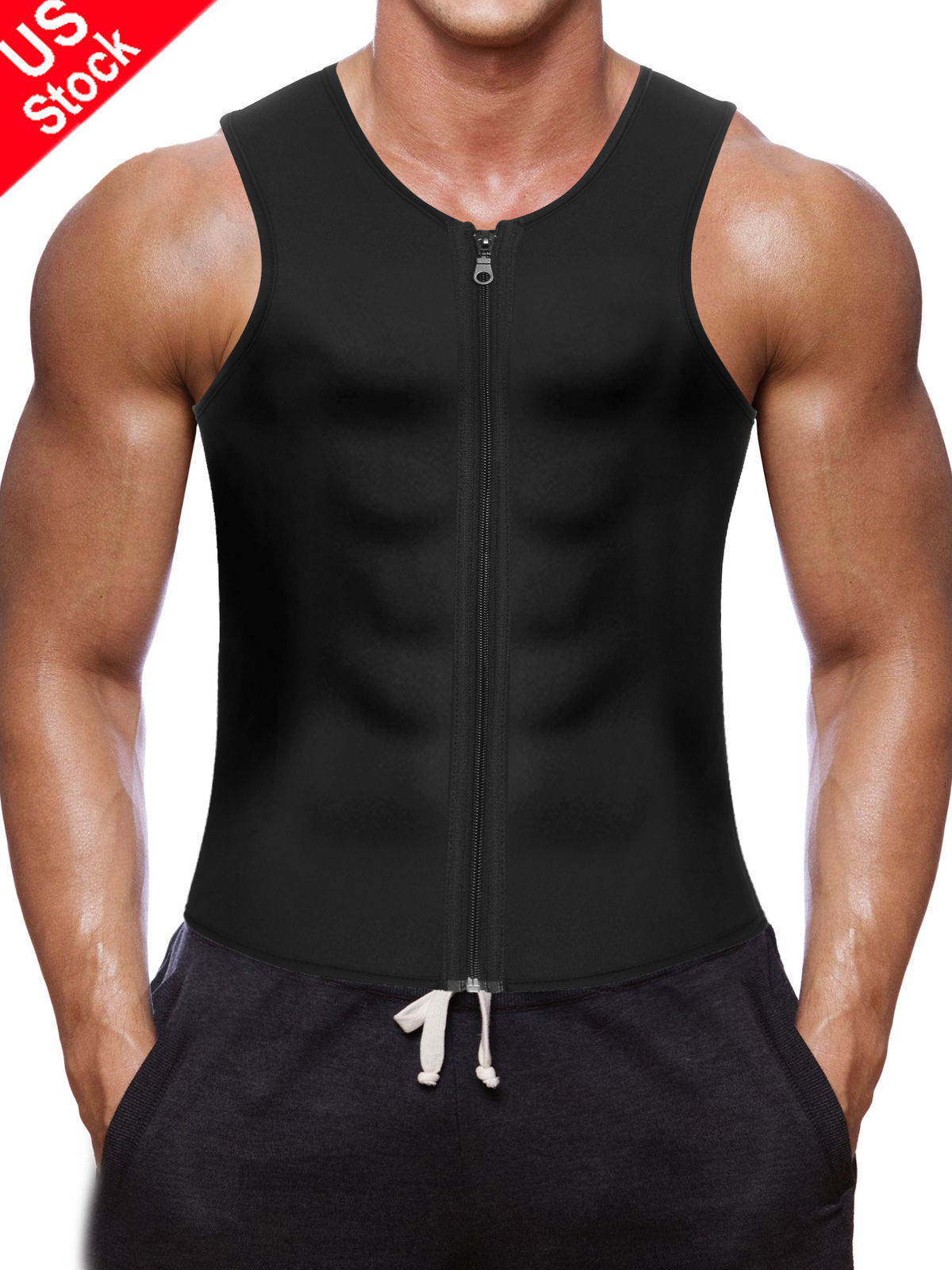 Mens Neoprene Vest Sweating Cami Shaper Gym Tank Top Sauna Sweat